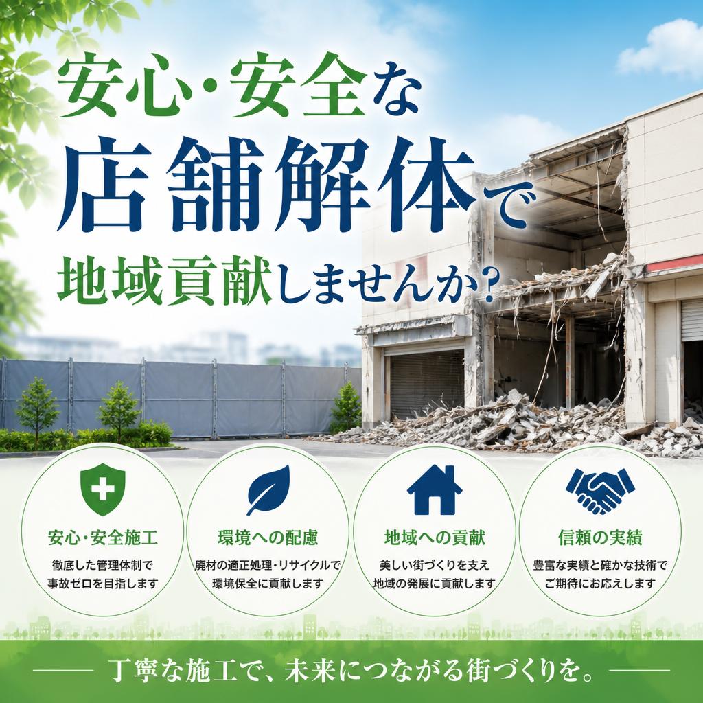 安心・安全な店舗解体で地域貢献しませんか？